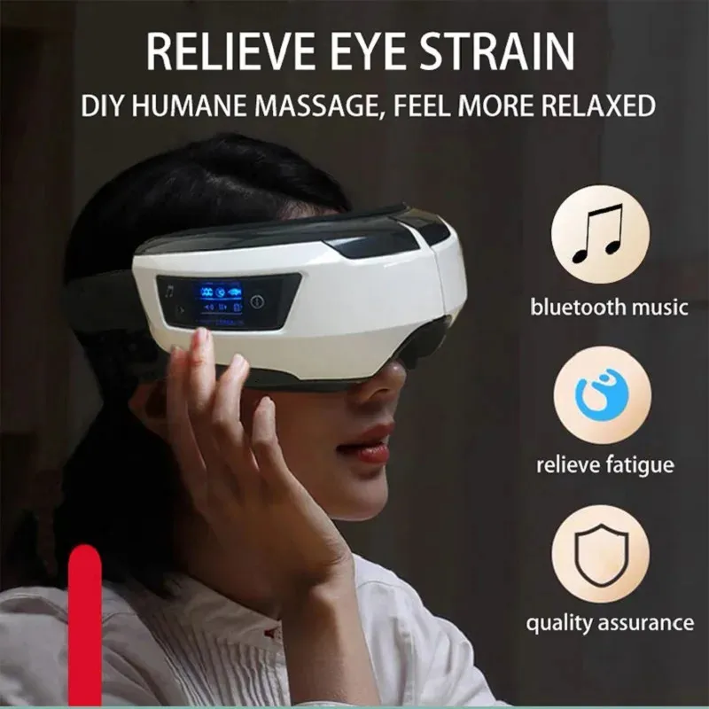Uppgraderad lufttryck ögonmassager vibrationsterapi uppvärmning av slappna av hälsovårdstrött stress Bluetooth Musik Förbättra visionen 240110
