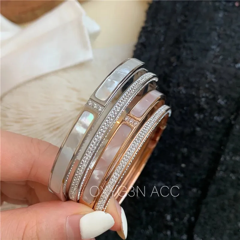 YUN RUO mode luxe pavé cristal Zircon coquille bracelet or Rose acier bijoux femme cadeau d'anniversaire pas changer de couleur 240110