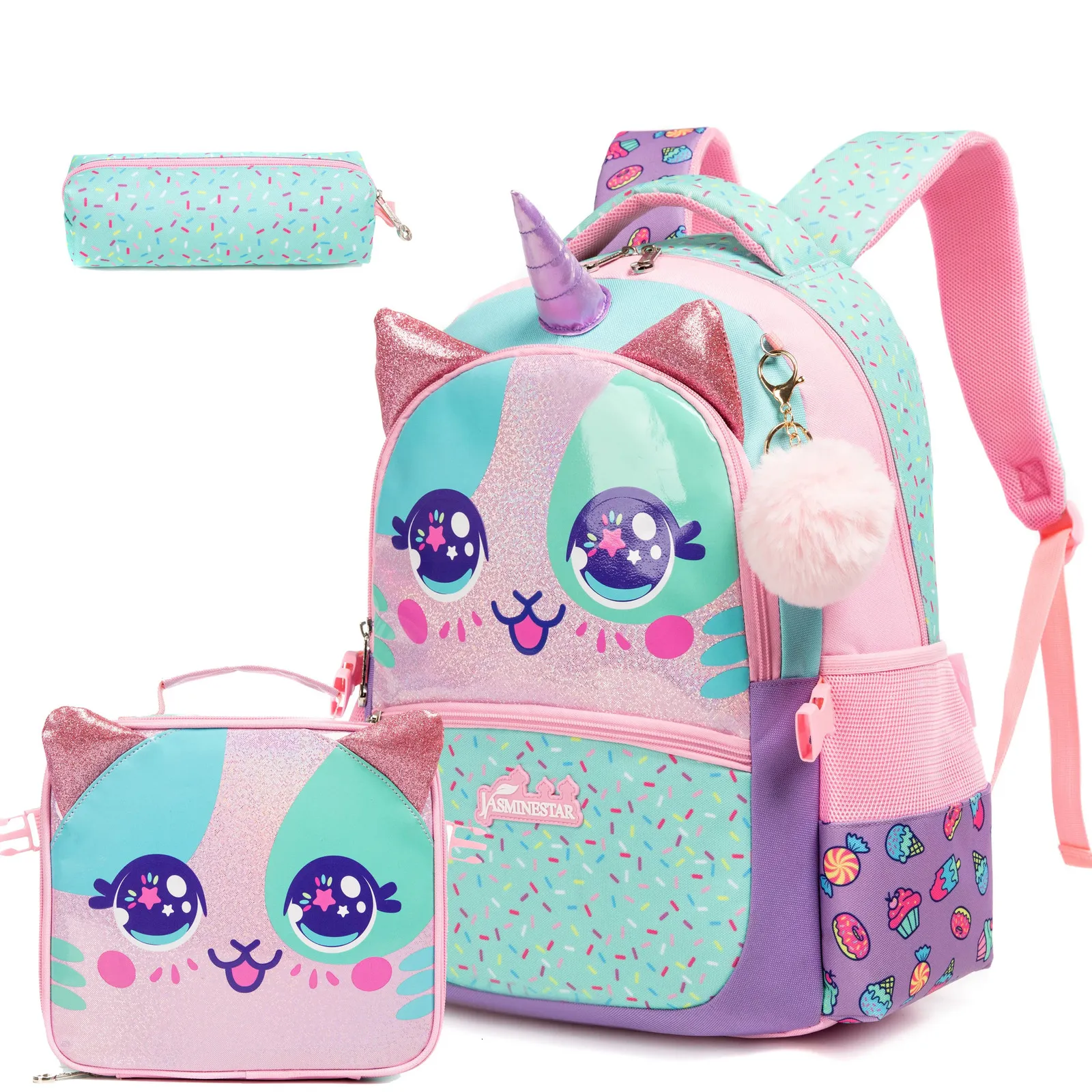 Sacs à dos pour enfants pour filles sac d'école avec boîte à déjeuner sac à dos d'école pour filles ensemble sac à livres mignon pour la maternelle 240111