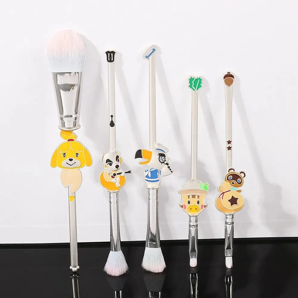 Borstels Leuke Cartoon Animal Crossing Brush Set Foundation Oog Make-up Borstel Eyeliner Lippenseel Vrouwen Meisje Gezicht Cosmetisch Gereedschap Liefhebbers Cadeau