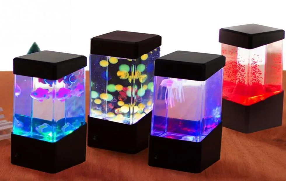 Led méduse réservoir veilleuse couleur changeante lampe de table Aquarium électrique humeur lampe à lave pour enfants enfants cadeau maison chambre Decor1129708