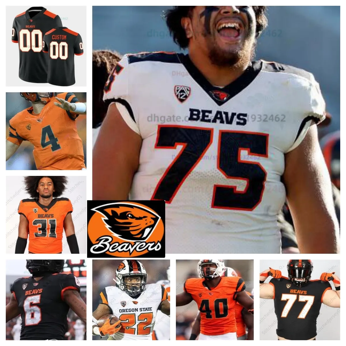 Custom Oregon State College Football stitched Jersey 6 Damien Martinez 75 Taliese Fuaga 15 Dom Montiel 99 Isaac Hodgins 95 Joe Golden NCAA mens women youth