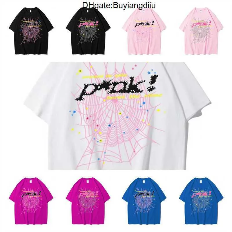 SP5der Young Thug 555555 Men Kvinnor Hoodie High Quality Shirt Foam Print Spider Web Graphic Pink Sweatshirts Y2K T-Shirt Pullovers US Size XS-2XL Bor9