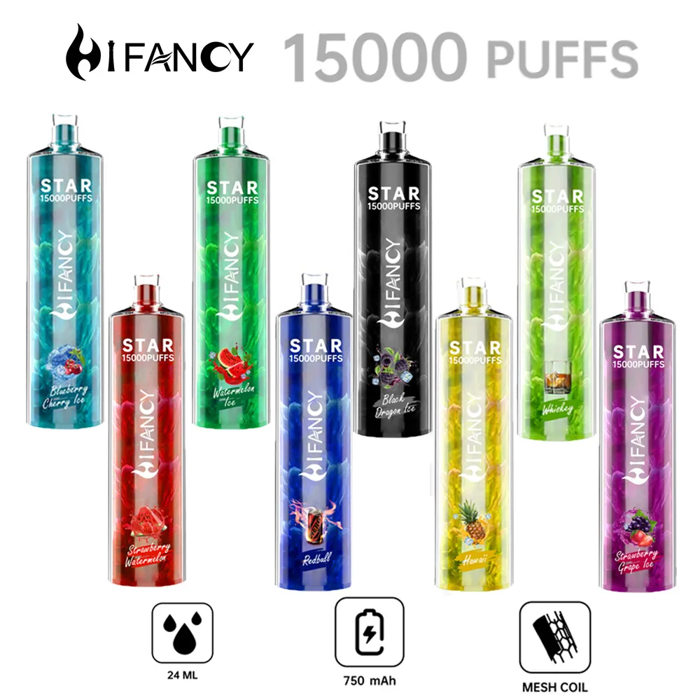 Оригинальные одноразовые вейпы Hifancy Puff 15000 16000, 12 тыс. затяжек, электронные сигареты, одноразовые сигареты с сетчатой катушкой, сигариллы, капсулы для вейперов, электронная сигарета