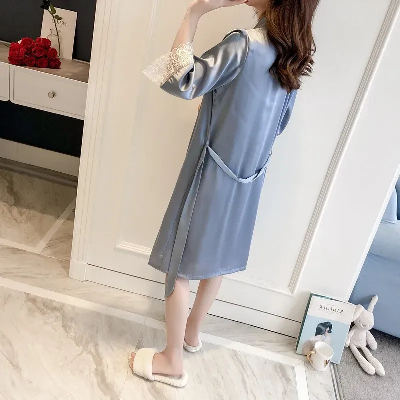 Children Pajamas Women's Satin Robe Set Silk Sets Sexy Nightgown with Robes Lace Cami Sleepwear Bridesmiad Wedding Kimonos