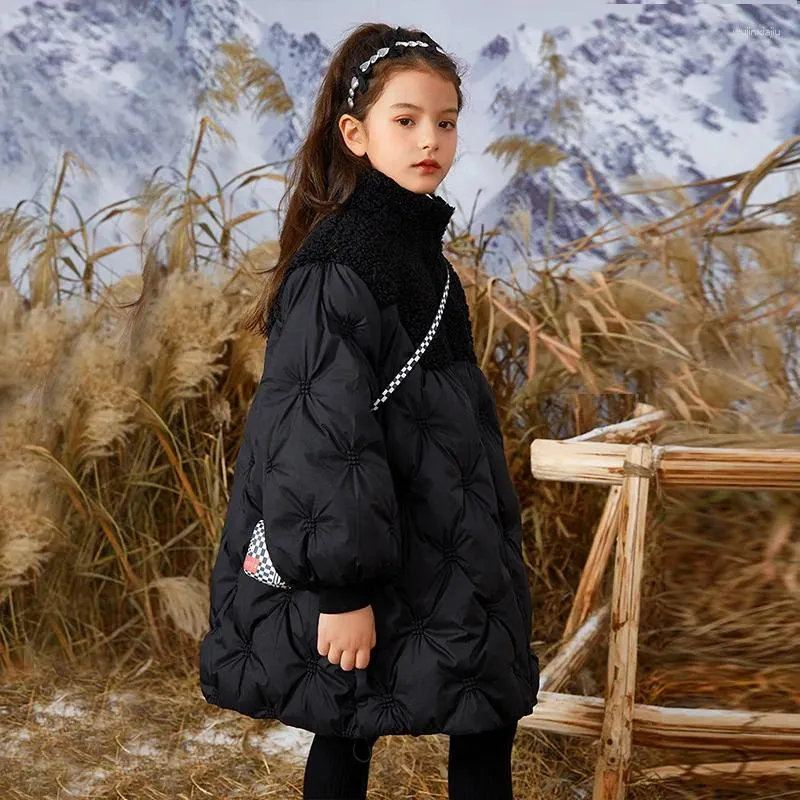 Manteau en duvet pour filles, vestes d'extérieur longues Sherpa, manteaux de neige, haut rembourré d'hiver pour enfants, tenue