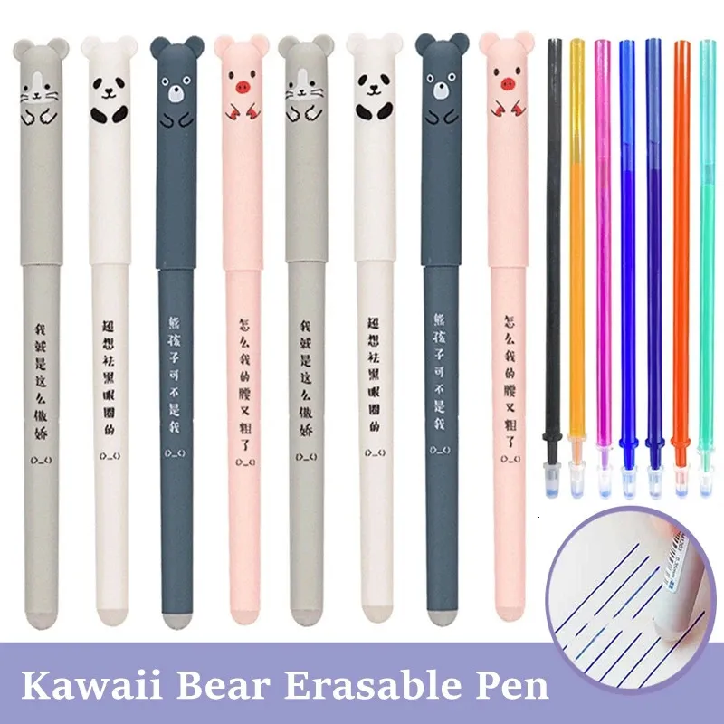 Set di penne cancellabili a colori Kawaii per scrivere ragazze blu carino 05mm gel accessori per ufficio materiale scolastico cancelleria Kawai 240111