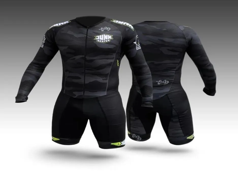 Racing sätter ingen kudde kostym långärmad triathlon herrar hastighet rullskridsko skinsuit kit snabb skridskokläder