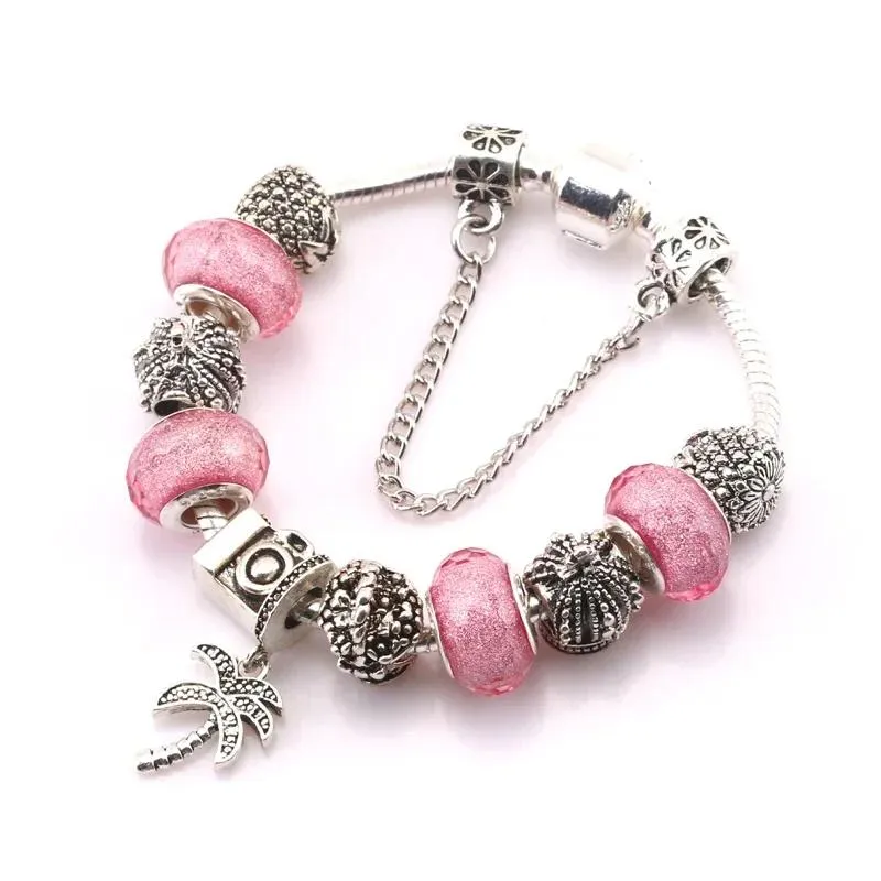 Braccialetti stile estivo vintage colore celeste ciondola braccialetto con ciondoli catena di serpente femminile perline braccialetto gioielli da donna