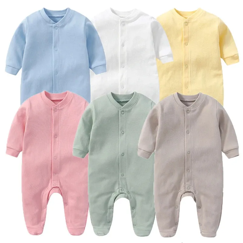 Born Baby Romper Algodón 23PCS Color sólido Ropa de niña unisex Conjunto Pijamas Oneck Boy Manga completa Otoño 240110