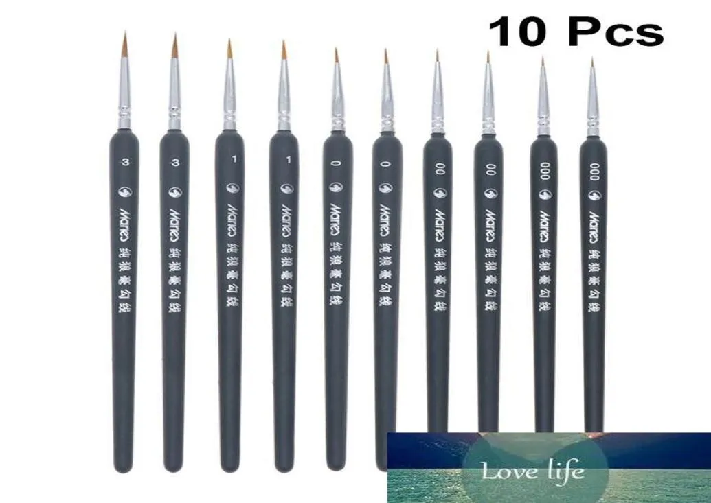 10 pièces ensemble de pinceaux de peinture de haute qualité pinceaux à pointe de cheveux de loup peinture de détail détails fins peinture à l'huile modèles aquarelle 7917692