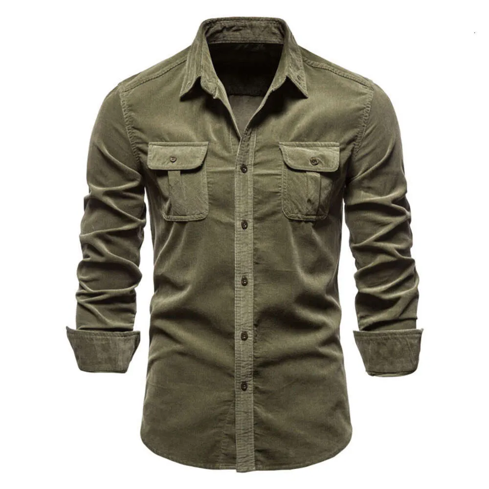 Męska jesienna koszula biznesowa Corduroy Slim Fit Casual Shirt nowa męska kurtka z długim rękawem