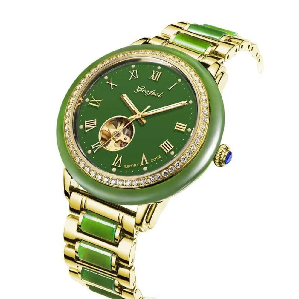 New Hetian Jade Automatyczny zegarek mechaniczny agresywny wodoodporny dla mężczyzn luksusowy pełny diamentowe miłośnicy