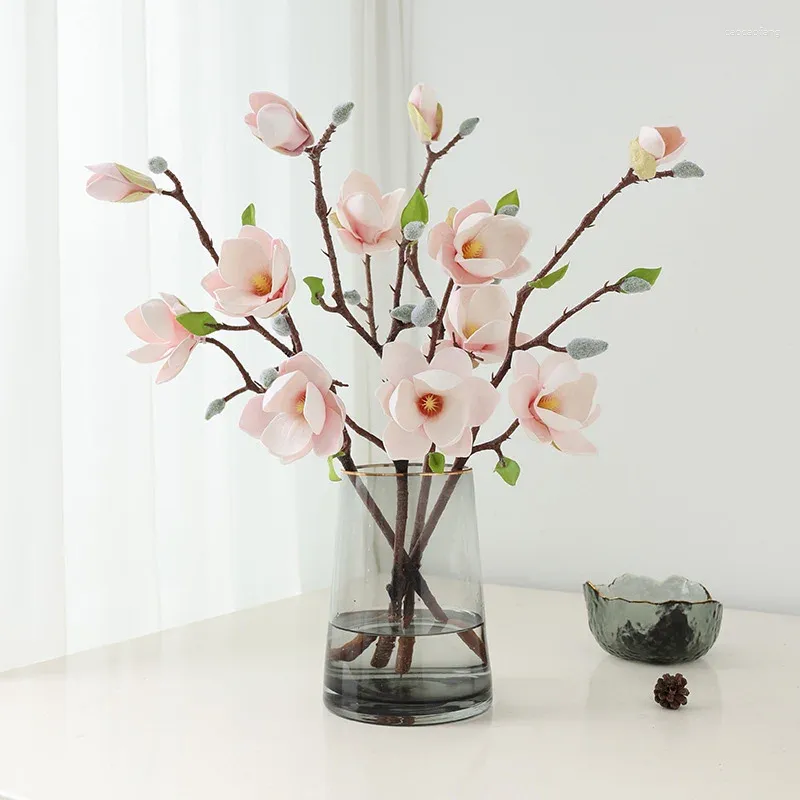 Decorative Flowers Artificial Flower White Purple Color Simulation Magnolia Fake Plant Wedding Party Home Garden Decoration