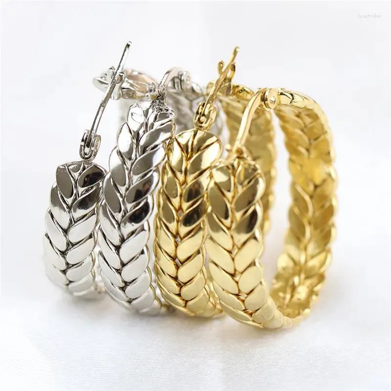 Dangle Earrings Stainless Steel Flat Ribbed Geometric Wheat Ear Women's Fashion