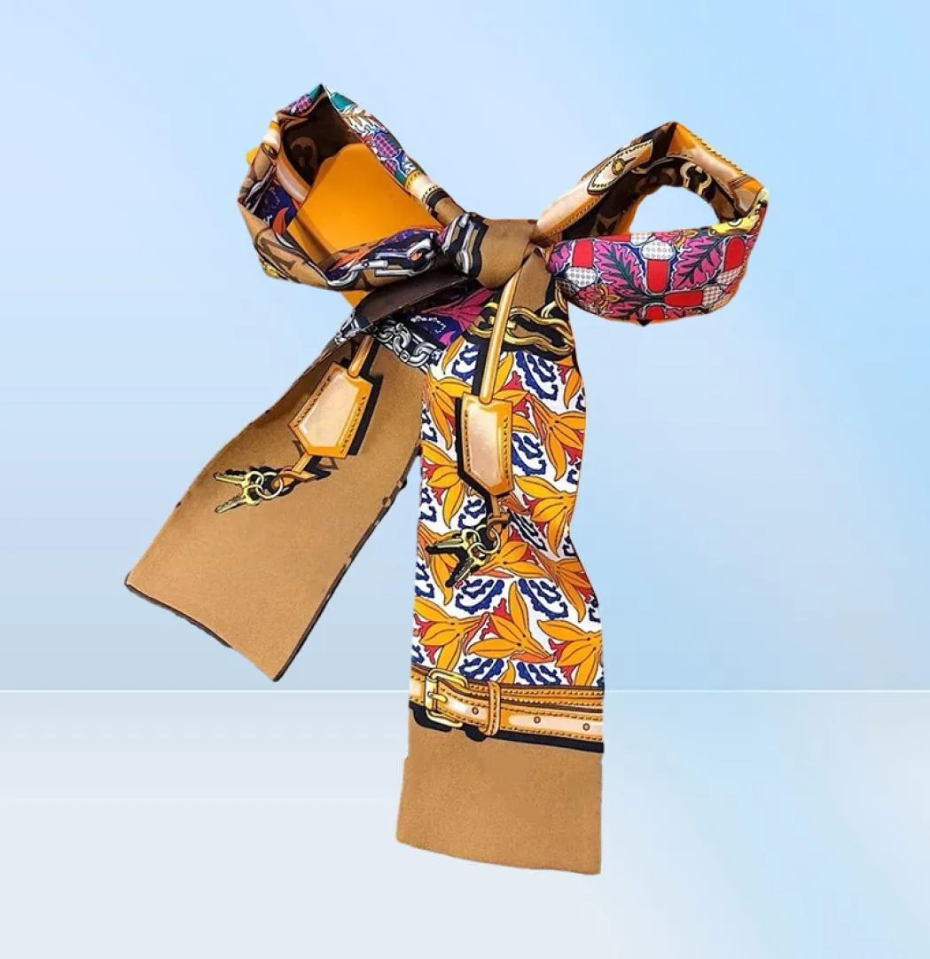 Лучший дизайнерский шелковый шарф 2021 года. Новый роскошный модный головной платок с полосатой лентой Ladies039 - 100 штук из чистого шелка 8120см6398432
