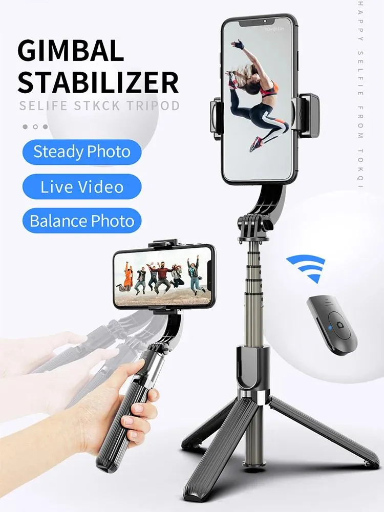 Trépieds stabilisateur de cardan pour téléphone, équilibre automatique, bâton de selfie, trépied avec télécommande Bluetooth pour Smartphone, caméra Gopro go pro