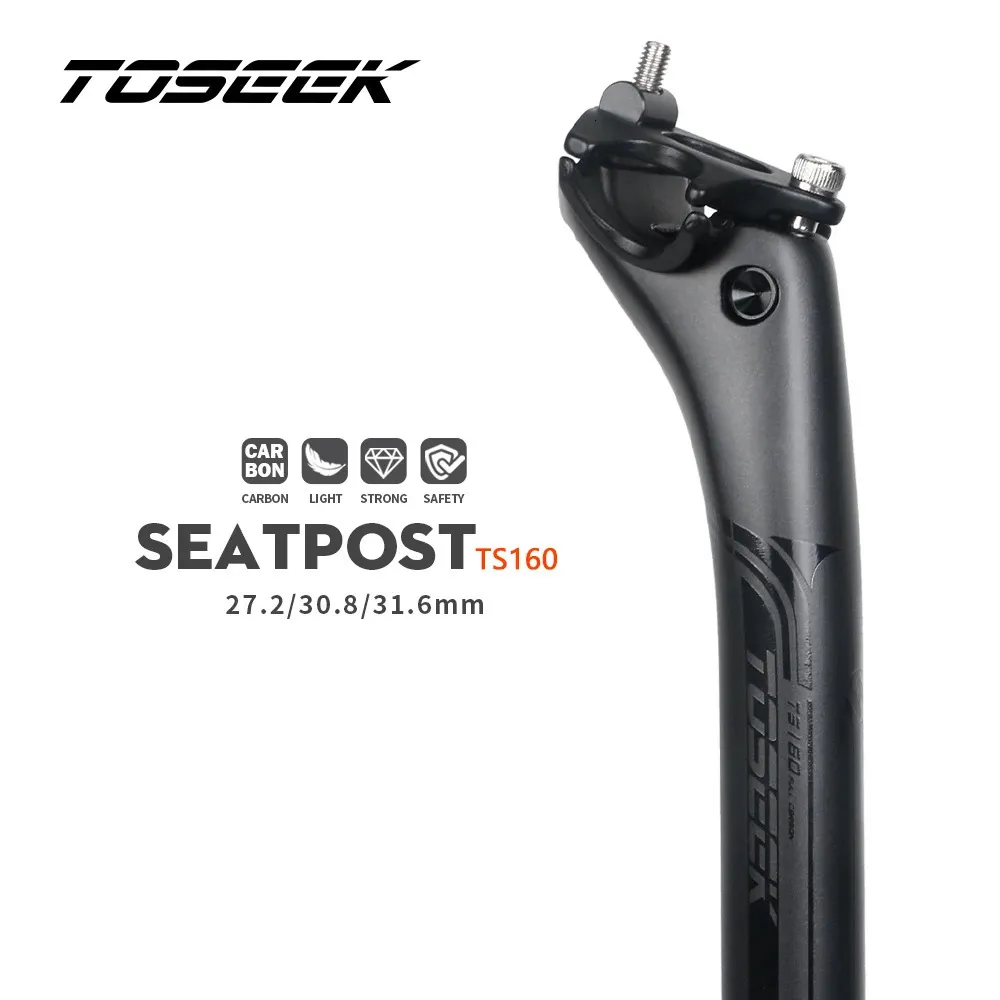 TOSEEK Carbon Seatpost 27.2/30.8/31.6mm Matte Black MTB/Road Bike Seat Post Length 400mm Seat Tube Bicycle Parts 240110