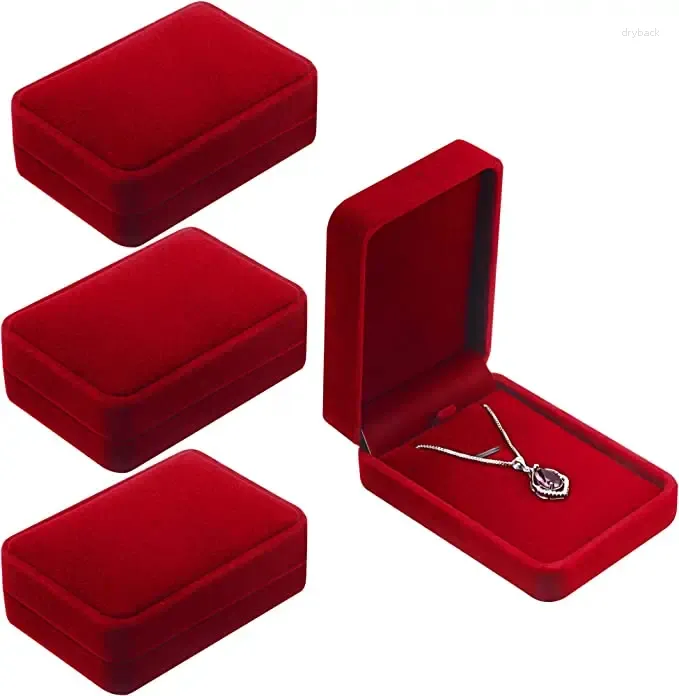 Confezione regalo Collana in velluto Custodia con ciondolo Scatole di gioielli per matrimonio Natale Ringraziamento Compleanno Vetrina Visualizza vino rosso