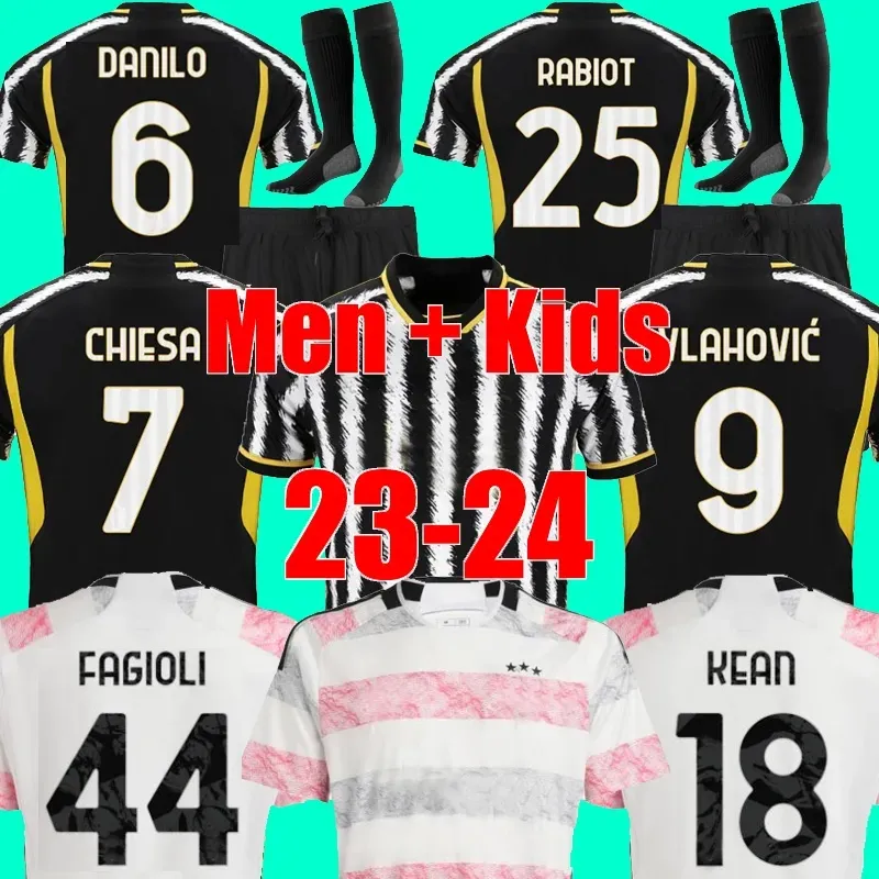 23 24 Juventus Football Jersey Home Away Milik Di Maria Vlahovic Kean Pogba Chiesa McKennie Locatelli Football Shirt Kits Men and Kids Unifor.