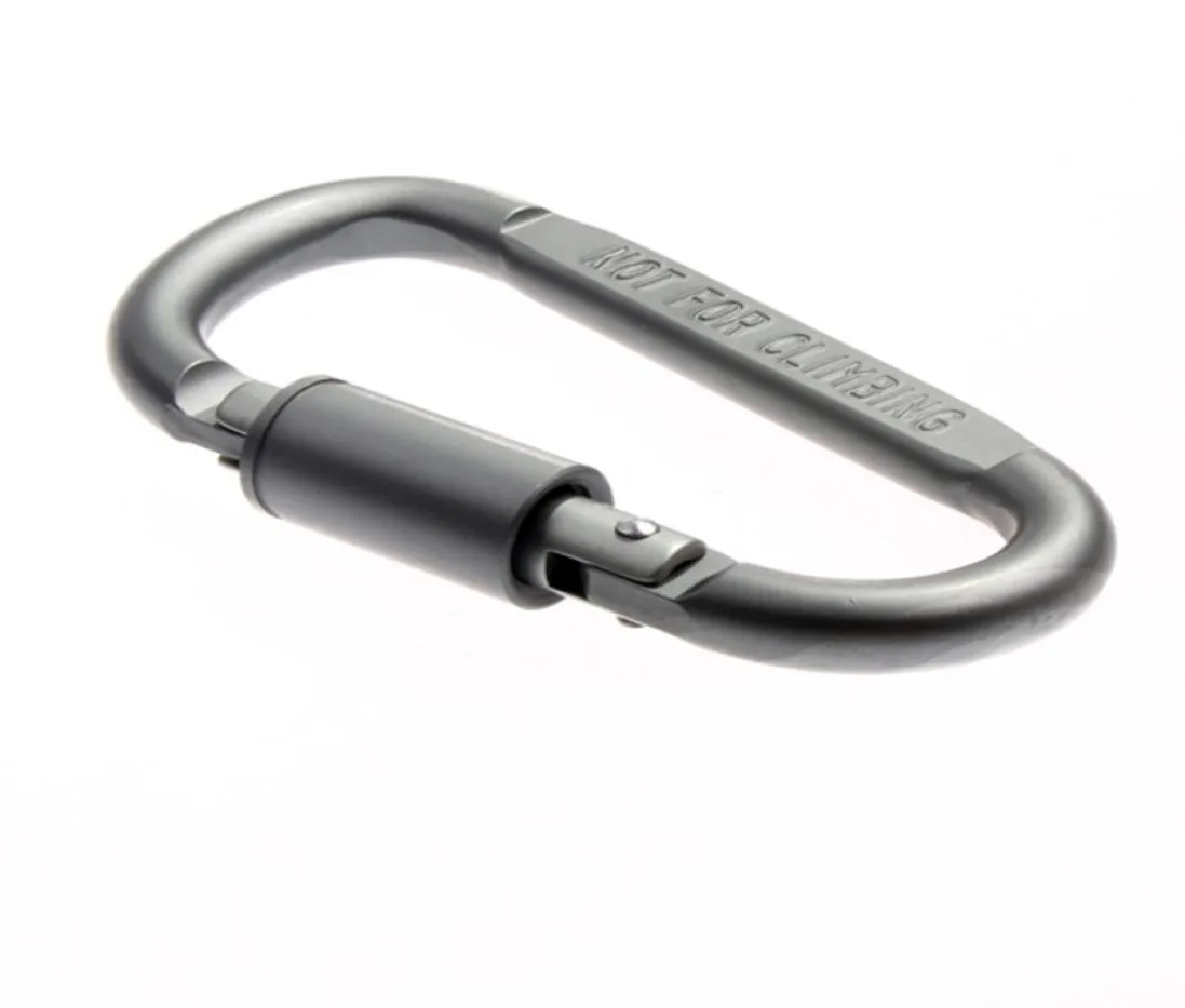 DSHAPED CAMPING CARABINER ALUMINIUM Legering Skruv Dark Grey Lock Hook Clip Key Ring Outdoor Camping inte för klättringsverktyg Accessori7529537