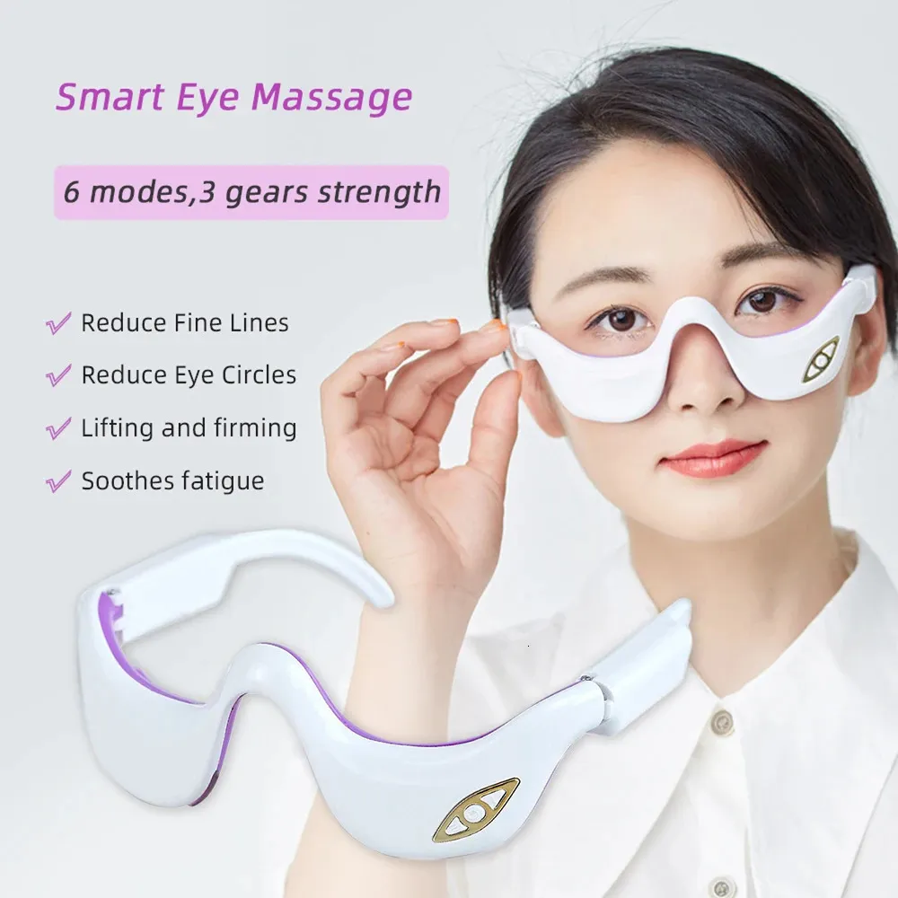 EMS Pulse Vibration UnderEye Massager Heated Relieves Eye Fatigue Eyes Massage Glasses Dark Circle Bags Fat Remover 240110