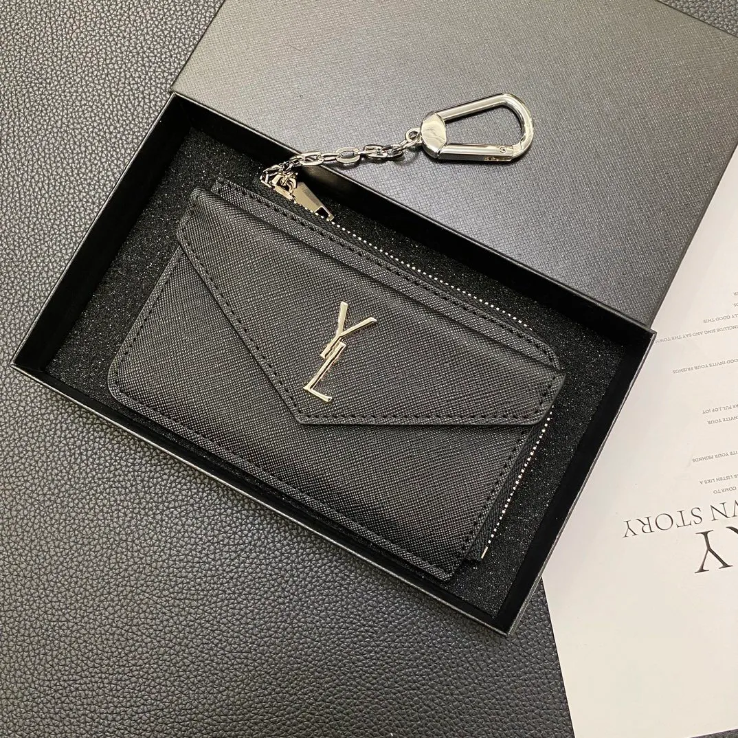 2024 YL Officiell webbplats 1: 1 Version Keychains Men and Women Luxury Designer Zero Wallet Classic Logo Y Color Label Credit Card Small Card Bag 13.5 * 8.5cm