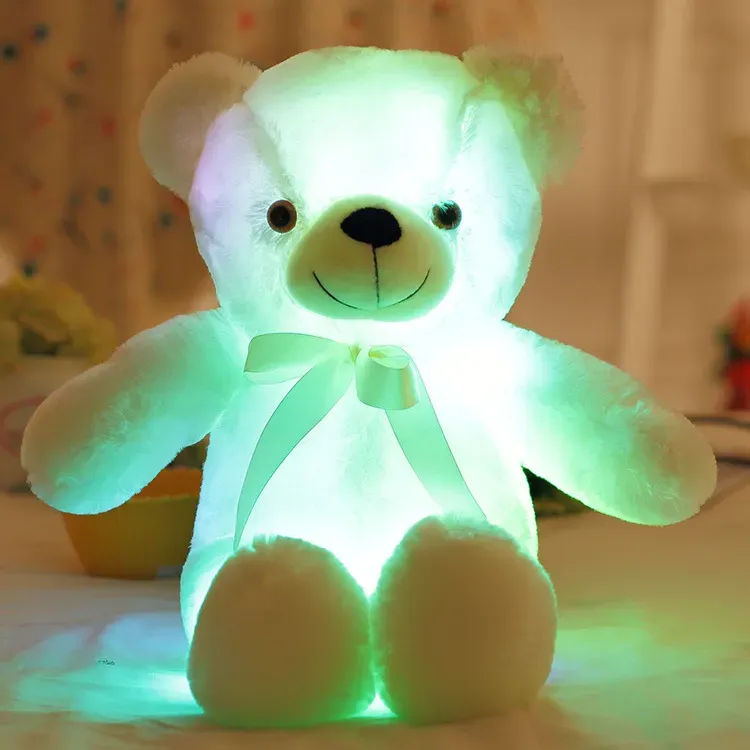 30cm 50cm Luminous Creative Light Up LED Teddy Bears Stuffed Animals Plush Toy Colorful Glowing Teddy Bear Christmas Gift for Kid