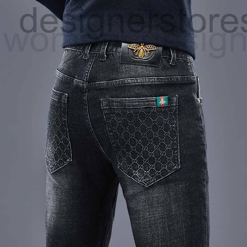 Мужские джинсы Дизайнер Весна и лето новые эластичные джинсовые длинные брюки с вышивкой «Пчелка» Мужские леггинсы модный бренд молодежная мужская одежда 2PWI дизайнерские джинсы для мужчин 5ETB