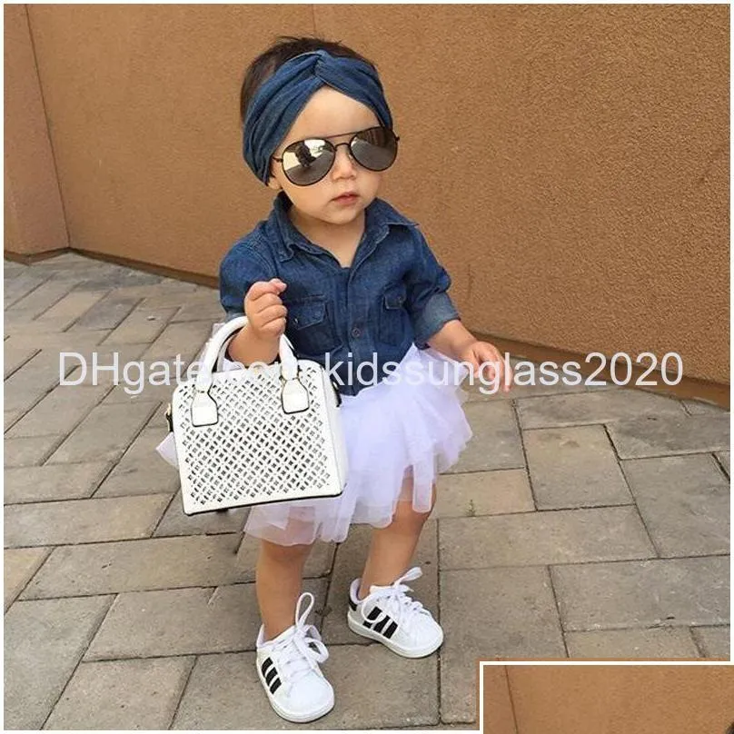 Kläder set söt tjej baby långärmad denim topp tutu kjol pannband trepiece set droppleverans barn moderskap dhxoa dhoyh