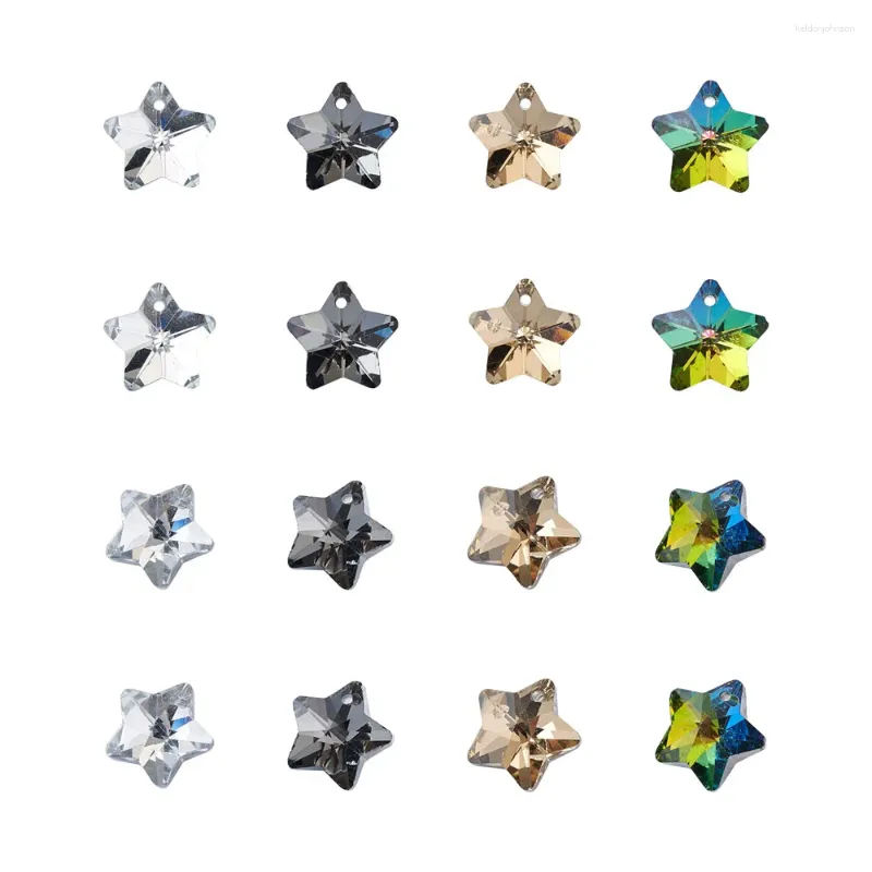 Pendant Necklaces Pandahall 100Pcs/Box Mixed Color Star Shape Electroplated Glass Charms Silver Plated Bottom Pendants For Jewelry Making