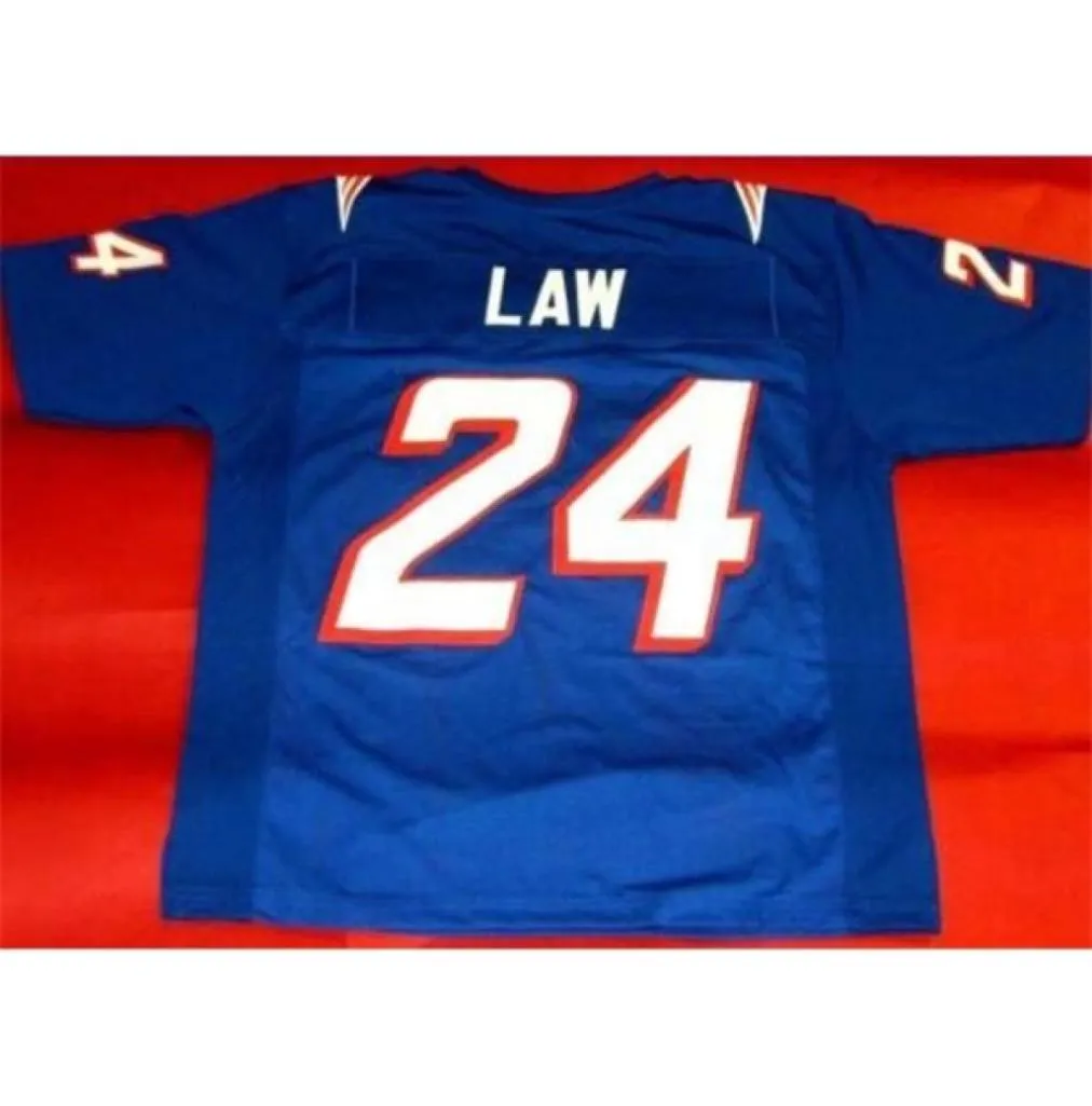 personalizado Raro 1995 24 Ty Law azul Blanco Color 009 Juego desgastado RETRO Jersey College Jersey Tamaño S5XL o personalizado cualquier nombre o número jer8832972