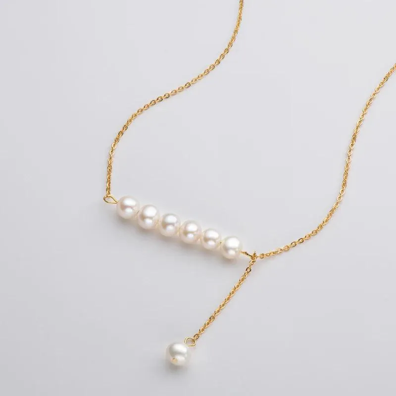 Pendants Lnngy 14K Gold Filled Necklaces 5.56.5mm Natural Freshwater Pearl Pendants Necklace Women Anniversary Engagement Jewelry Gifts