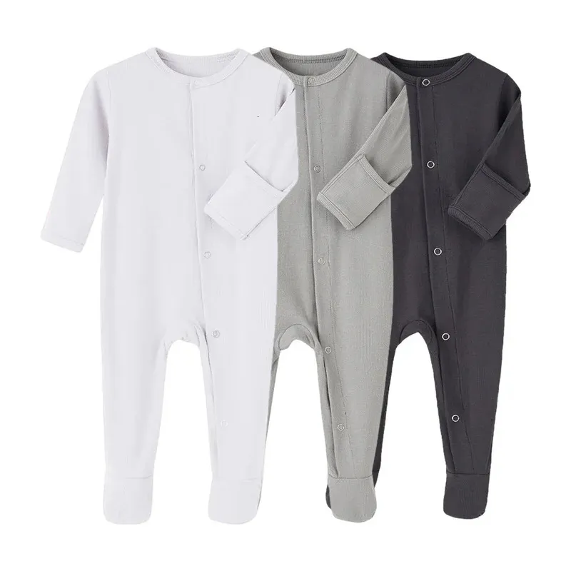 012 M Mono de algodón nacido, mameluco de bebé de Color sólido para niños y niñas, mono de manga larga, ropa infantil para niños pequeños, primavera y otoño 240110