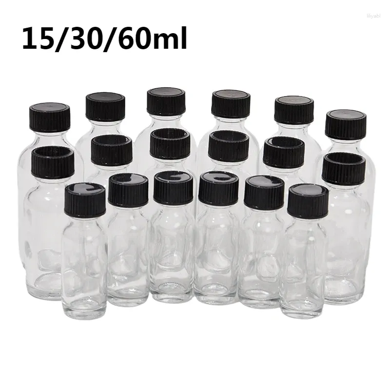 Waterflessen 6 stuks klein helder glas met deksels containers ronde monsterfles voor sapoliën gember ss whisky vloeistoffen
