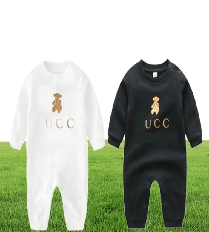 Fashion Footies Babies Designer Cotton rompers Print luxury letter brand long sleeves jumpsuits infant kids clothes4543939