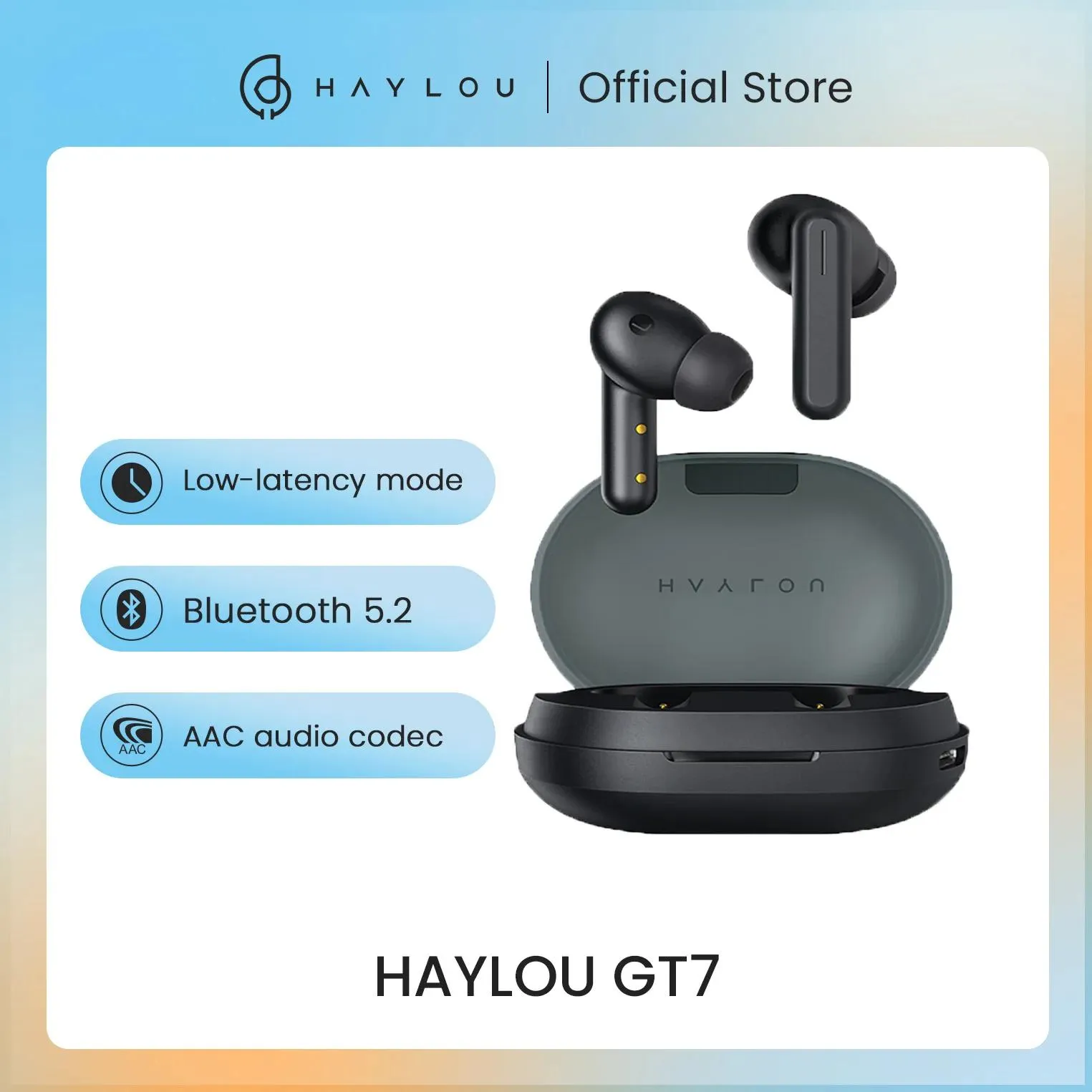 イヤホンhaylou gt7ワイヤレスイヤホンブラックフォーンブルートゥース5.2 tws aacゲーマーヘッドフォンコールノイズキャンセル低遅延ヘッドセット