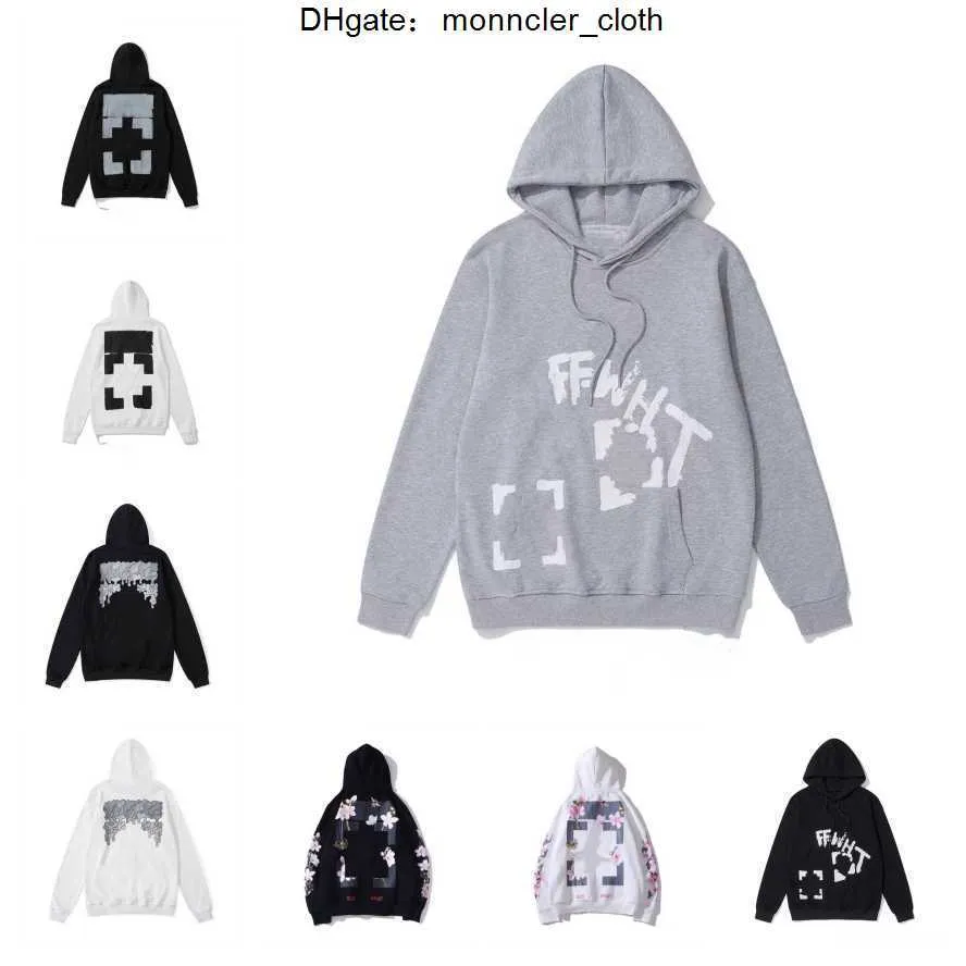 Hommes Femmes Designers Off Sweats à capuche Offs Sweatshirts Prints Arrows X Sweat à capuche Streetwear Pull à capuche en coton à manches longues Casual Loose White Vêtements O-Cou L55D