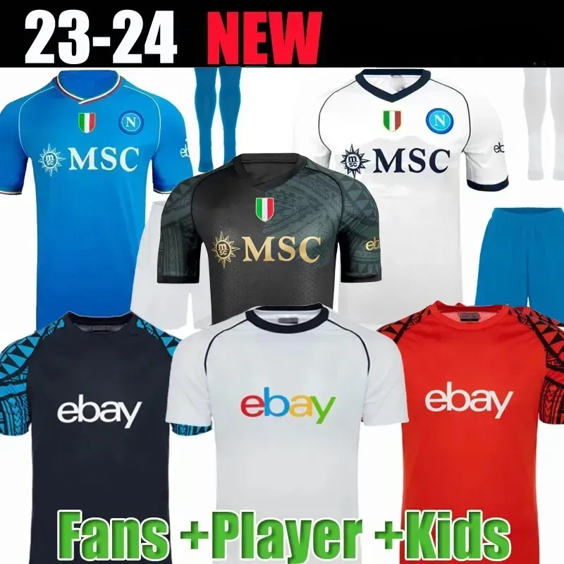 Osimhen Napoli Soccer Jersey 23 24 Kvaratskhelia Raspadori Naples Football Shirts Zielinski Maglietta Insigne Mertens Man Uniform Kids Kit