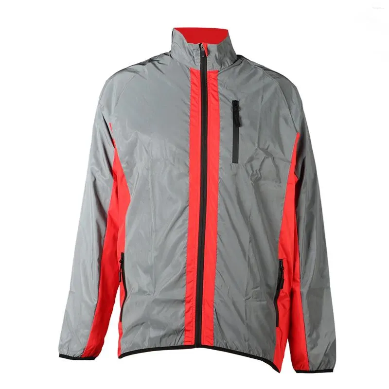 레이싱 재킷 방향 반사 재킷 방수 방수 통기성 붉은 탄성 밑단 측면 포켓 남자 야외 바람에 자전거 타는 달리기