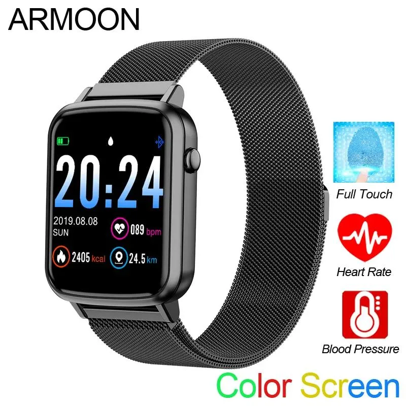 Watches Smart Watch R25 Full Touch Armband hjärtfrekvens Blodtryck Fitness Tracker Color Men Women Sports Call Waterproof Clock Band