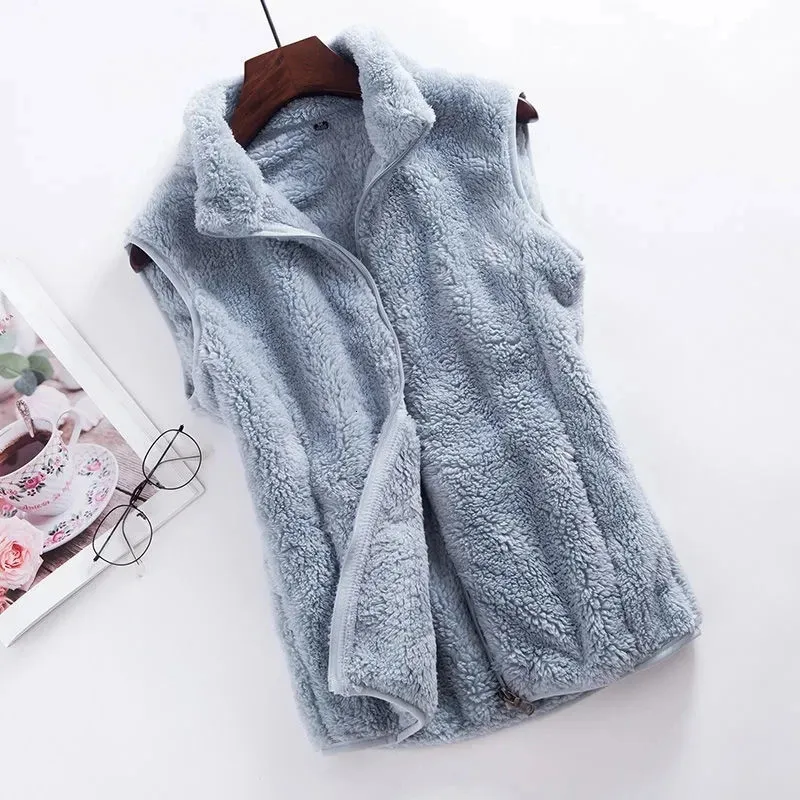 2023 Herfst Winter Polar Fleece Vest Vrouwen Jas Hoge Kraag Rits Mouwloze Jas Warm Koraal Fluwelen Vrouwelijke Vest 4XL 240111