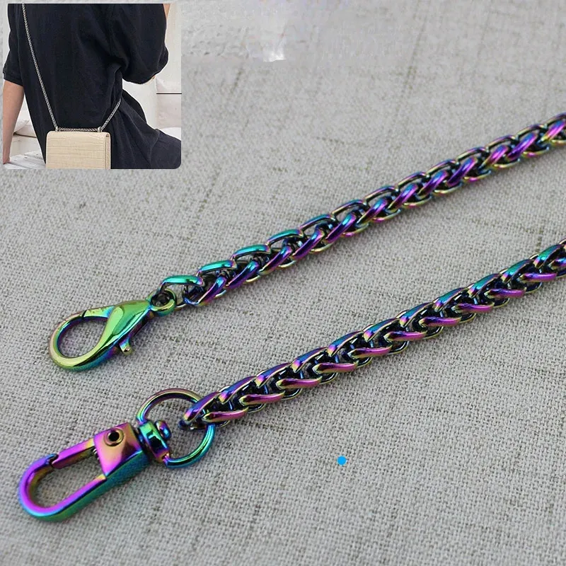 10PCS Rainbow 120cm 130cm Bag strap chain Wallet handle purse metal strap chain strap replaced bag Plating Cover Wholesale 240110