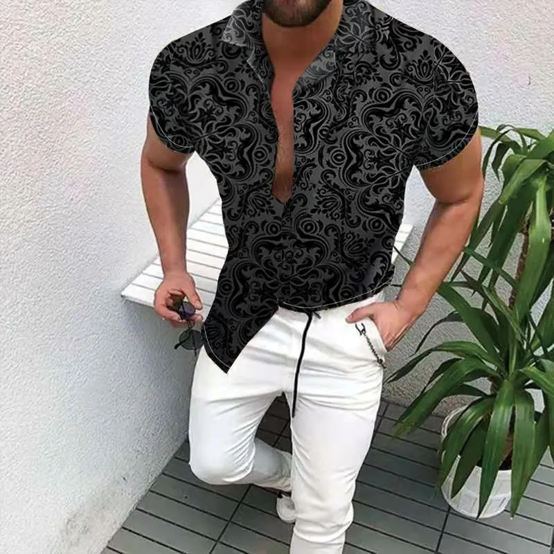 Casual shirts voor heren van hoge kwaliteit digitale printen shirt shirt met korte mouwen shirt kleding 2024 chemise streetwear Cardigan