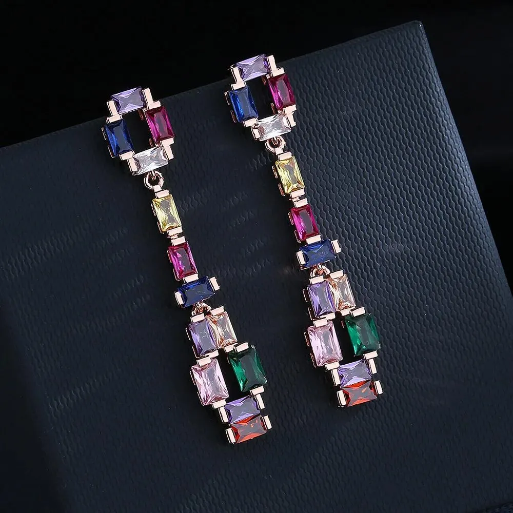 Earrings Exquisite Colorful Tourmaline Ladies Earrings Natural Gem Amethyst Earrings Wedding Engagement Bridal Boutique Jewelry