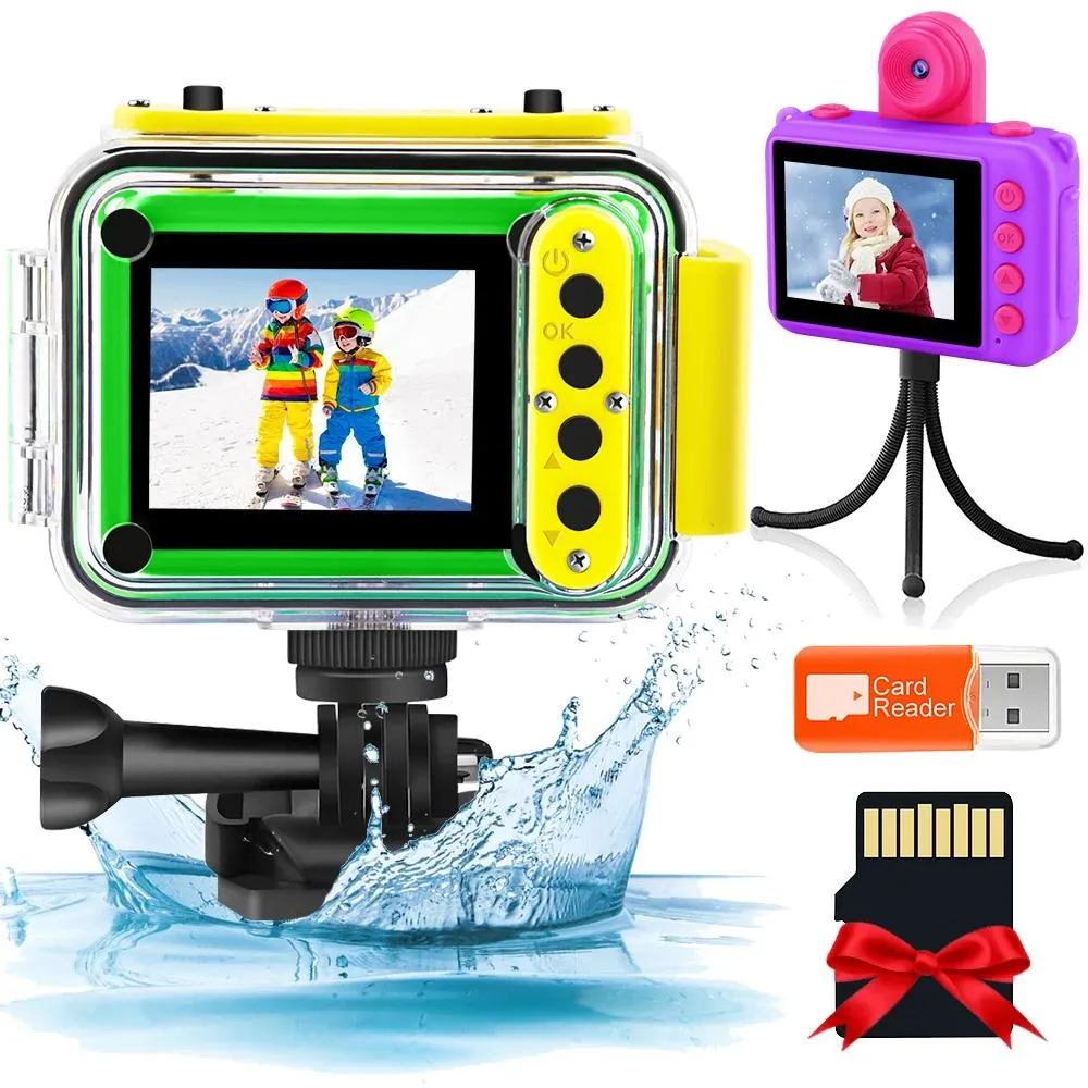 Connettori Fotocamera per bambini Fotocamera per bambini Fotocamera digitale subacquea per bambini Regalo di Natale per ragazza Giocattolo Go Impermeabile Pro Sport Camera