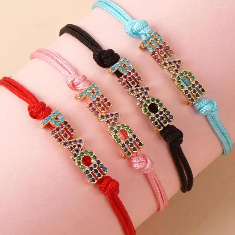 Charm Bracelets YASTYT Handmade Friendship Metal Micro-Inlaid Color Letters Simple Red String Women Fashion Jewelry