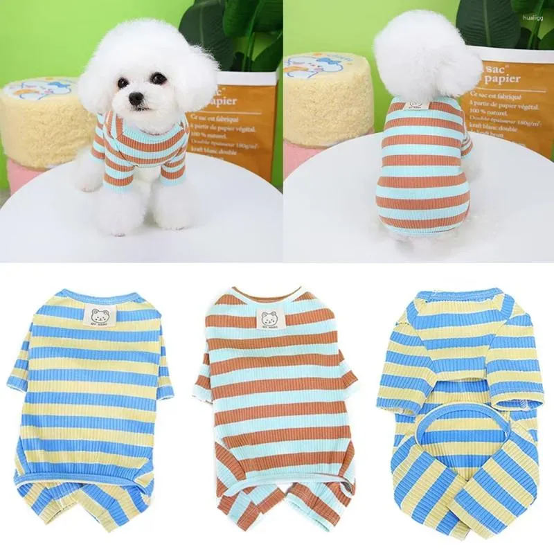 Cão vestuário pet listrado casa roupas pijamas cachorrinho casual bonito macacão contraste cor moda para fornecimento de spet