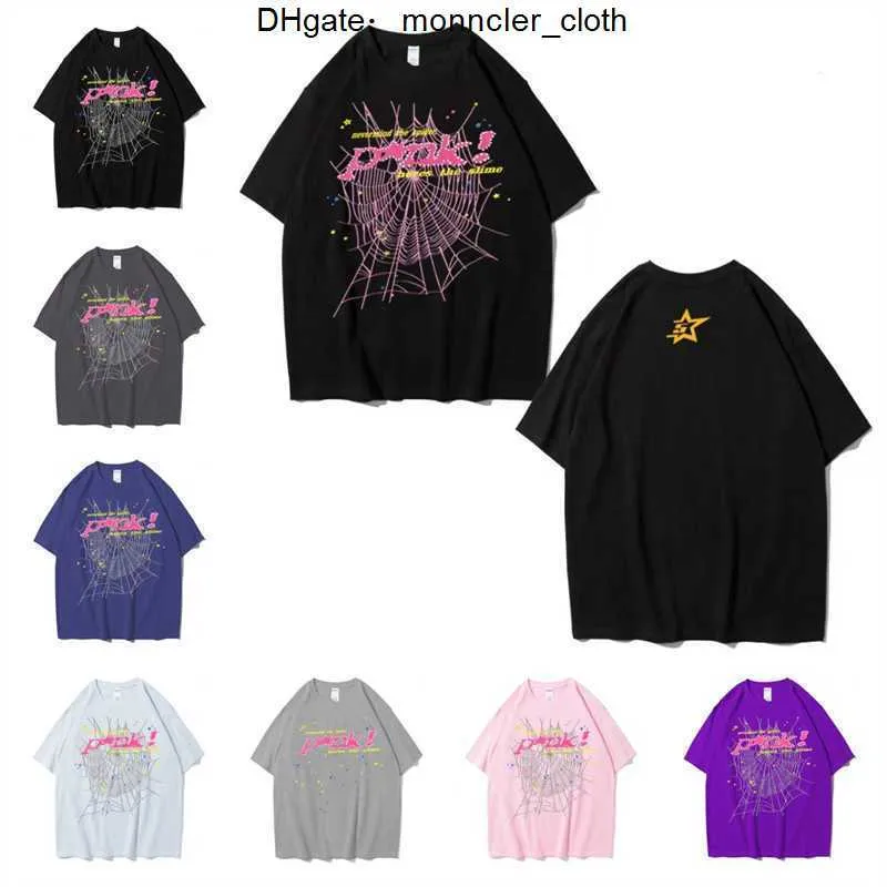 Spider T-shirt Sp5der Young Thug 555555 T-shirts zomer Mannen Damesmode zwart Roze Hip Hop Korte mouwen Kleding 21JT