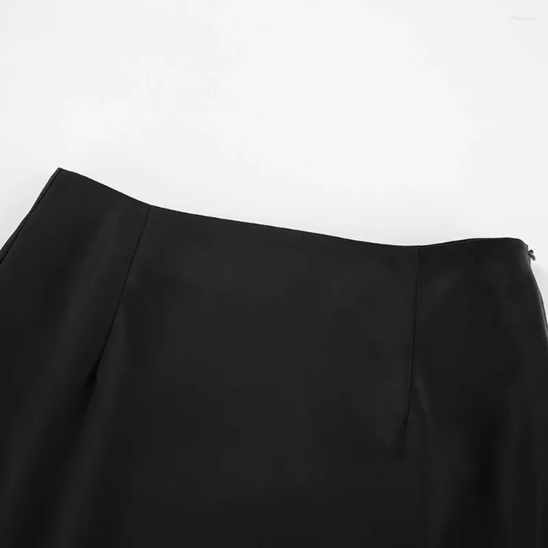 Jupes tendance Y2K printemps taille haute hanche paquet jupe mode satin noir longue pour les femmes décontracté lâche streetwear
